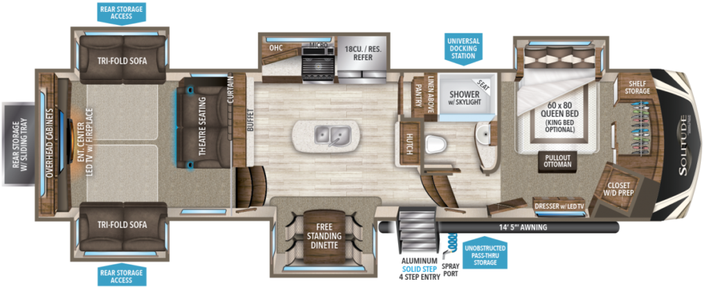 375RES Solitude Floorplan Good Life RV