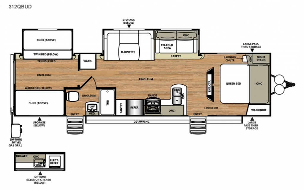 2016 Heritage Glen 312QBUD floor plan Good Life RV